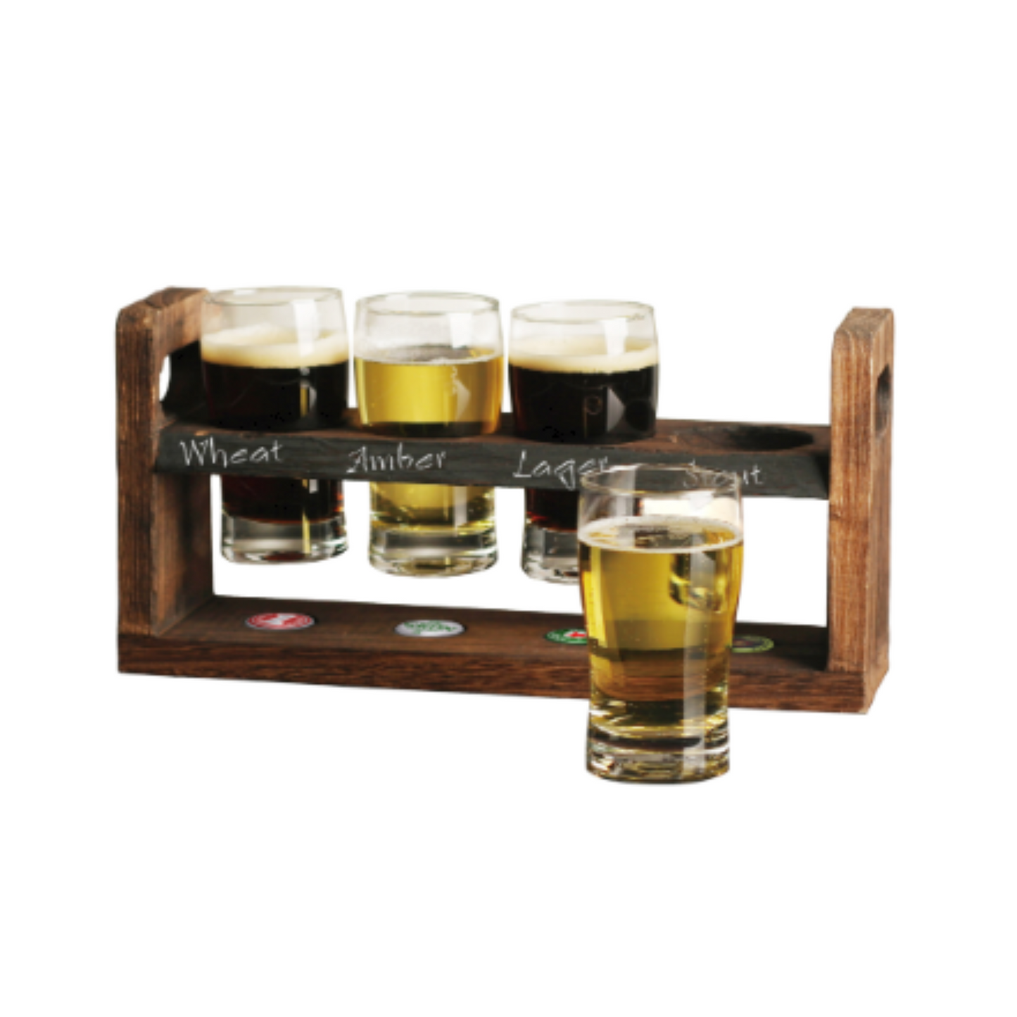CONJUNTO PROVA DE CERVEJA COM SUPORTE E 4 COPOS