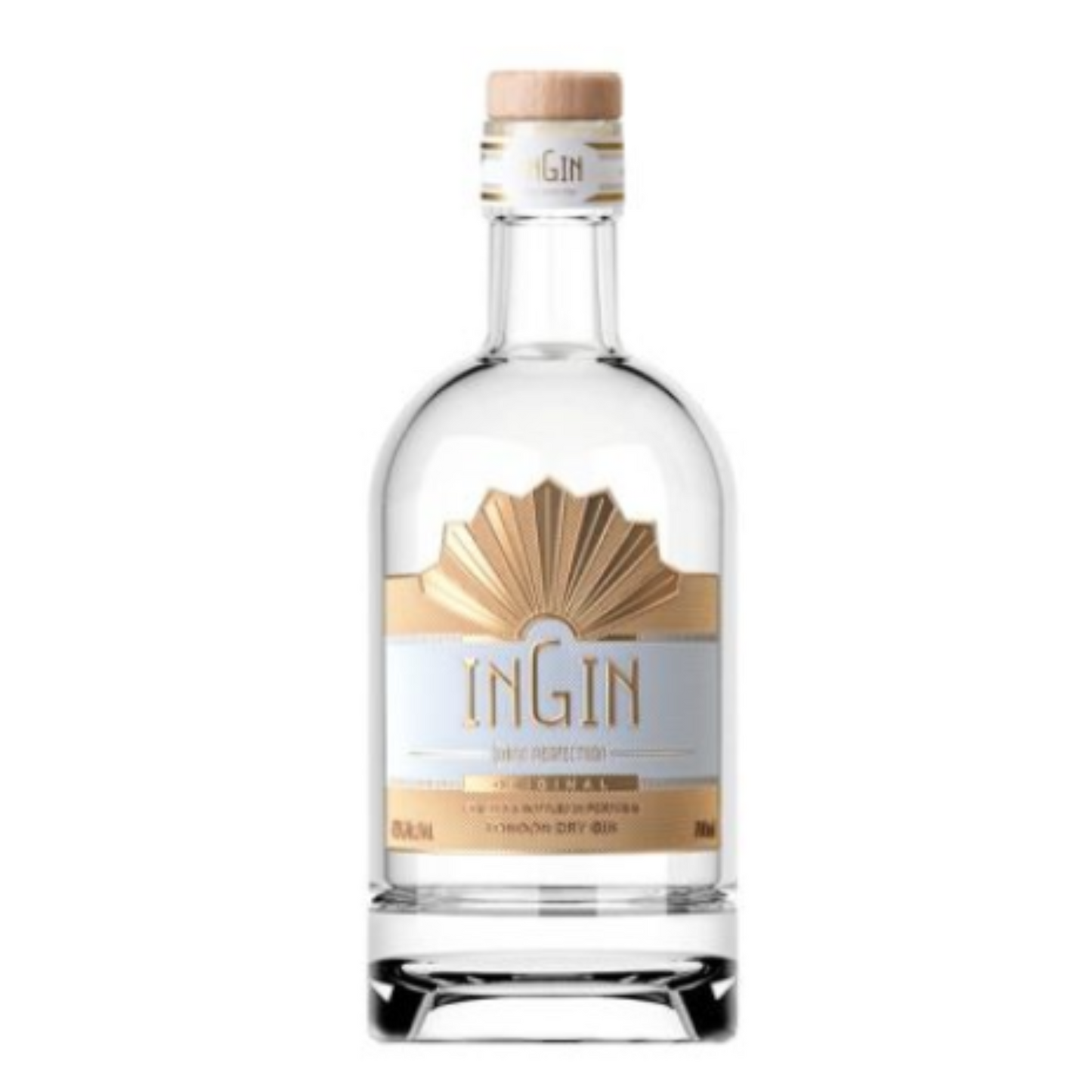 INGIN ORIGINAL GIN 0.70 ANANÁS DOS AÇORES bottle with elegant design and wooden stopper