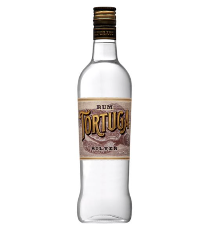 RUM SILVER TORTUGA 0.70 - 37.5º em garrafa transparente, origem Portugal, Caves da Montanha.