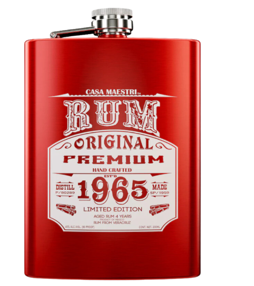 Cantil Casa Maestri Flask Spirits Rum 0.20, edição limitada, envelhecido por 4 anos, 200ml.