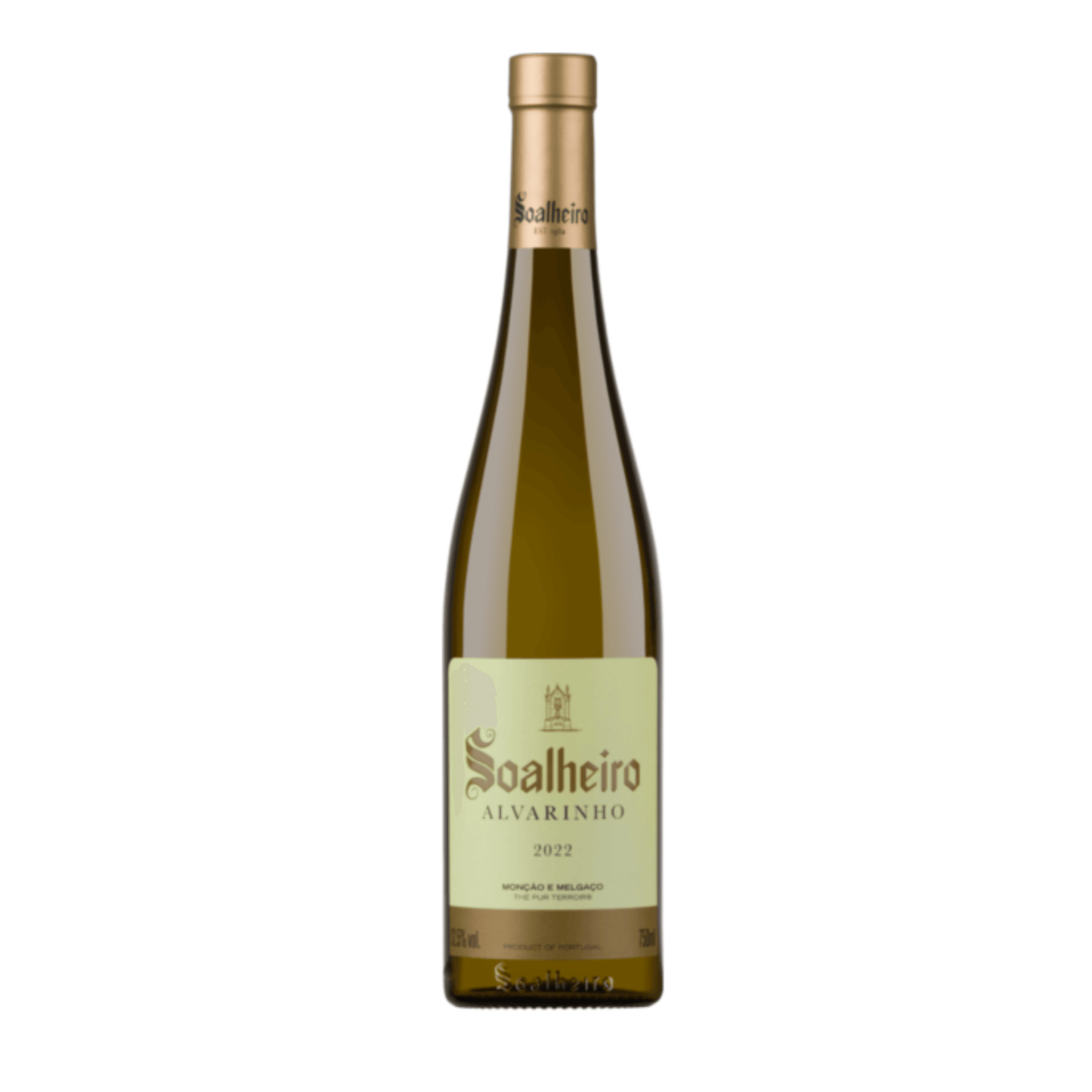 Soalheiro Alvarinho 2022 bottle, a fresh white wine from Portugal's Vinho Verde region, known for its aromatic fruity and floral notes.