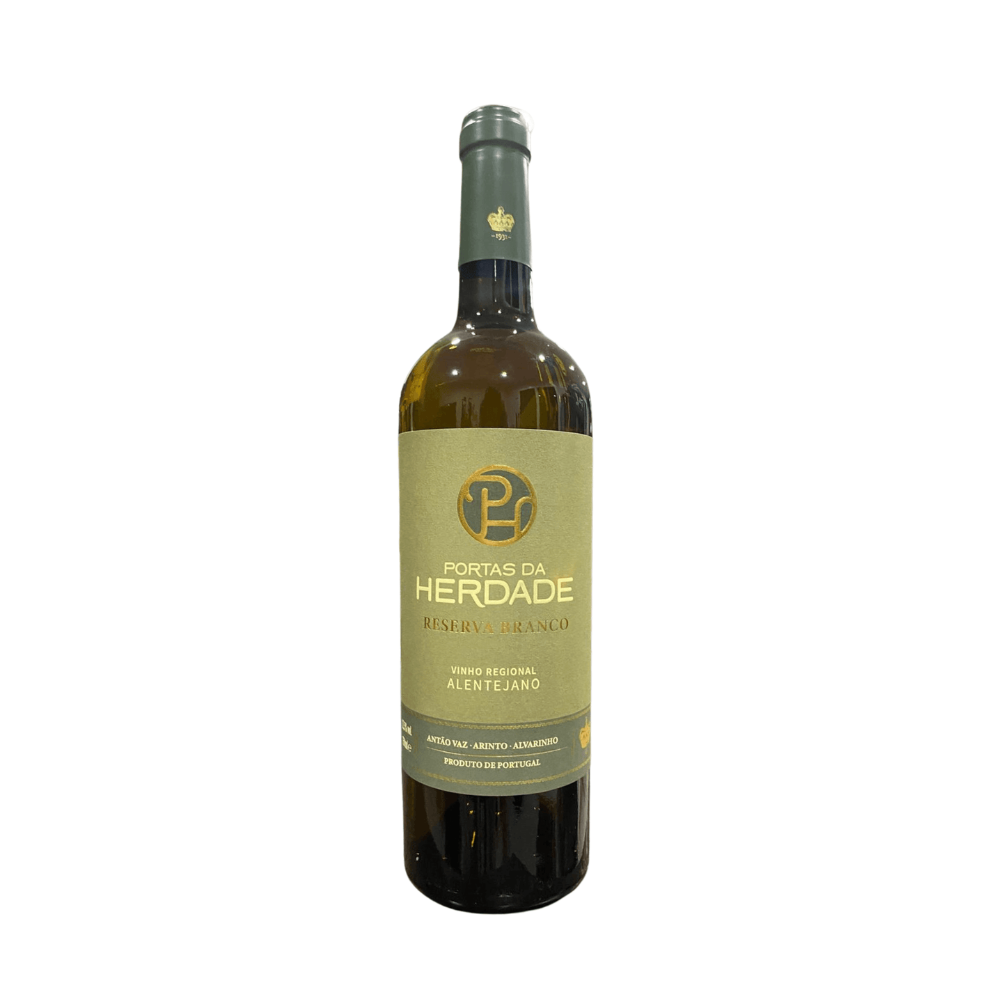 Bottle of Portas da Herdade Branco Reserva 2022 wine from Alentejo, Portugal, showcasing elegance and freshness.