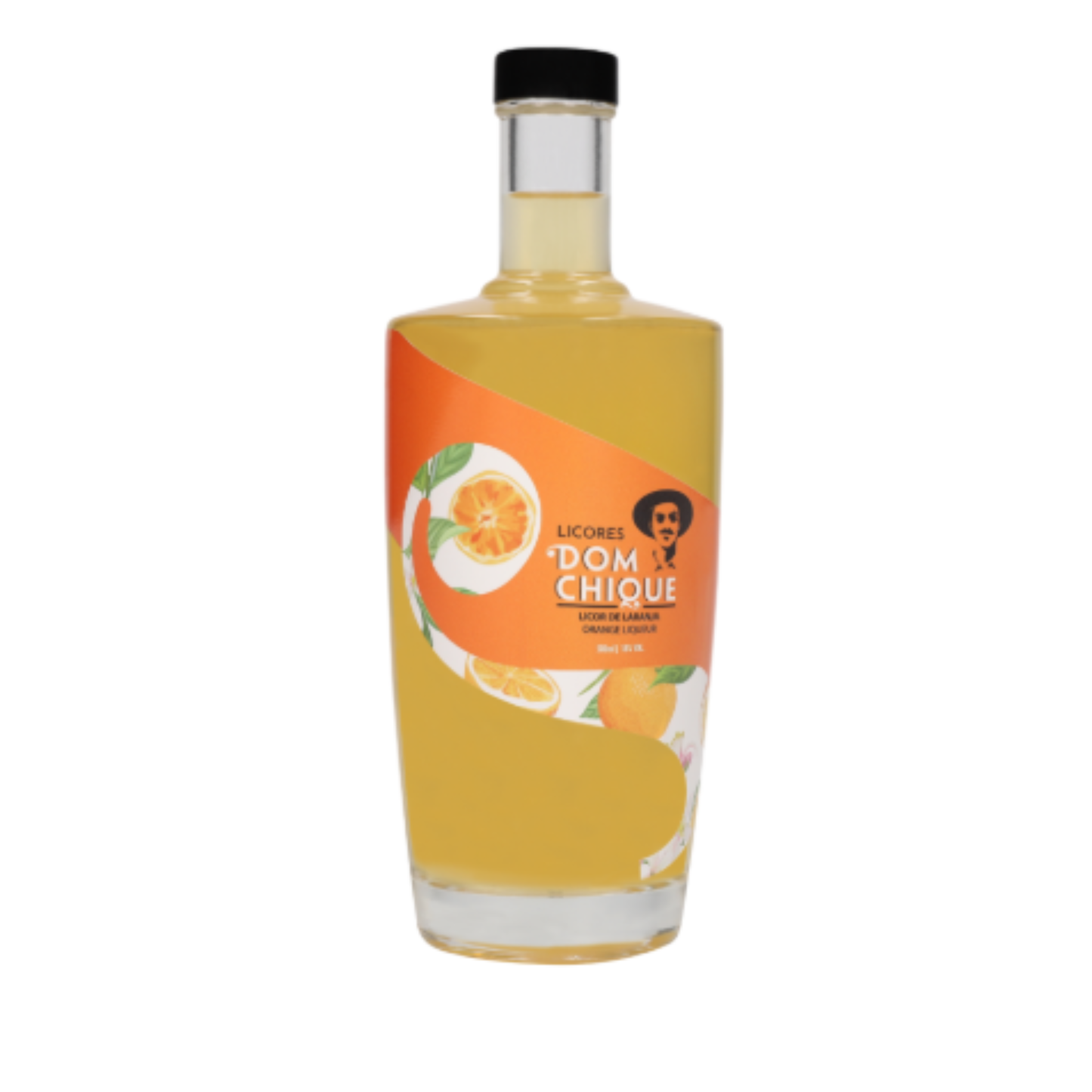 LICOR DE LARANJA DOM CHIQUE 0.50 em garrafa com rótulo colorido e design moderno.