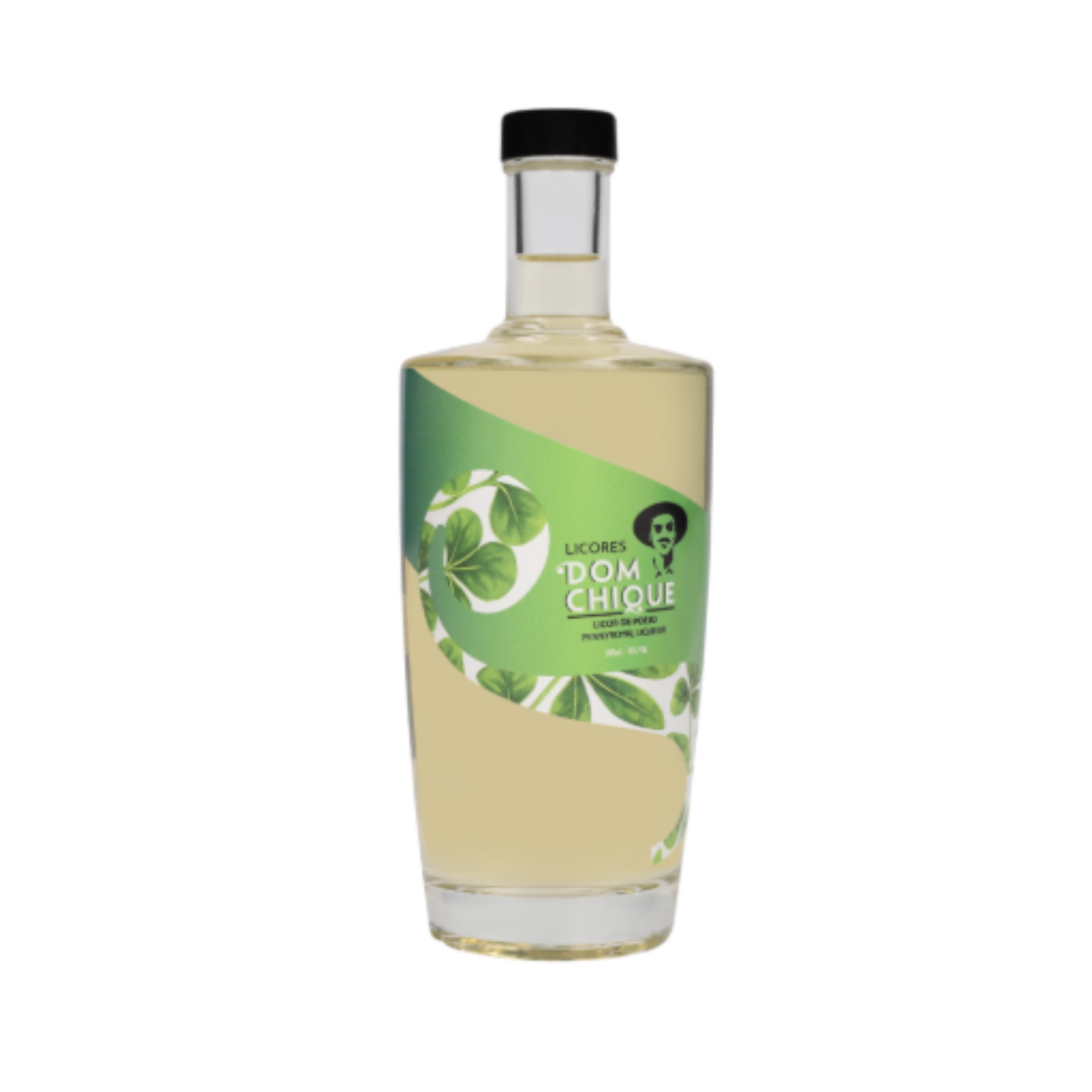 LICOR DE POEJO DOM CHIQUE 0.50 - garrafa de licor com design elegante e rótulo verde, feito em Portugal.