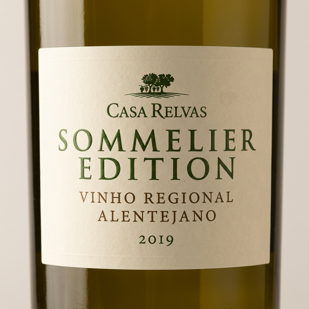 Pormenor do rótulo Casa Relvas Sommelier Edition Branco