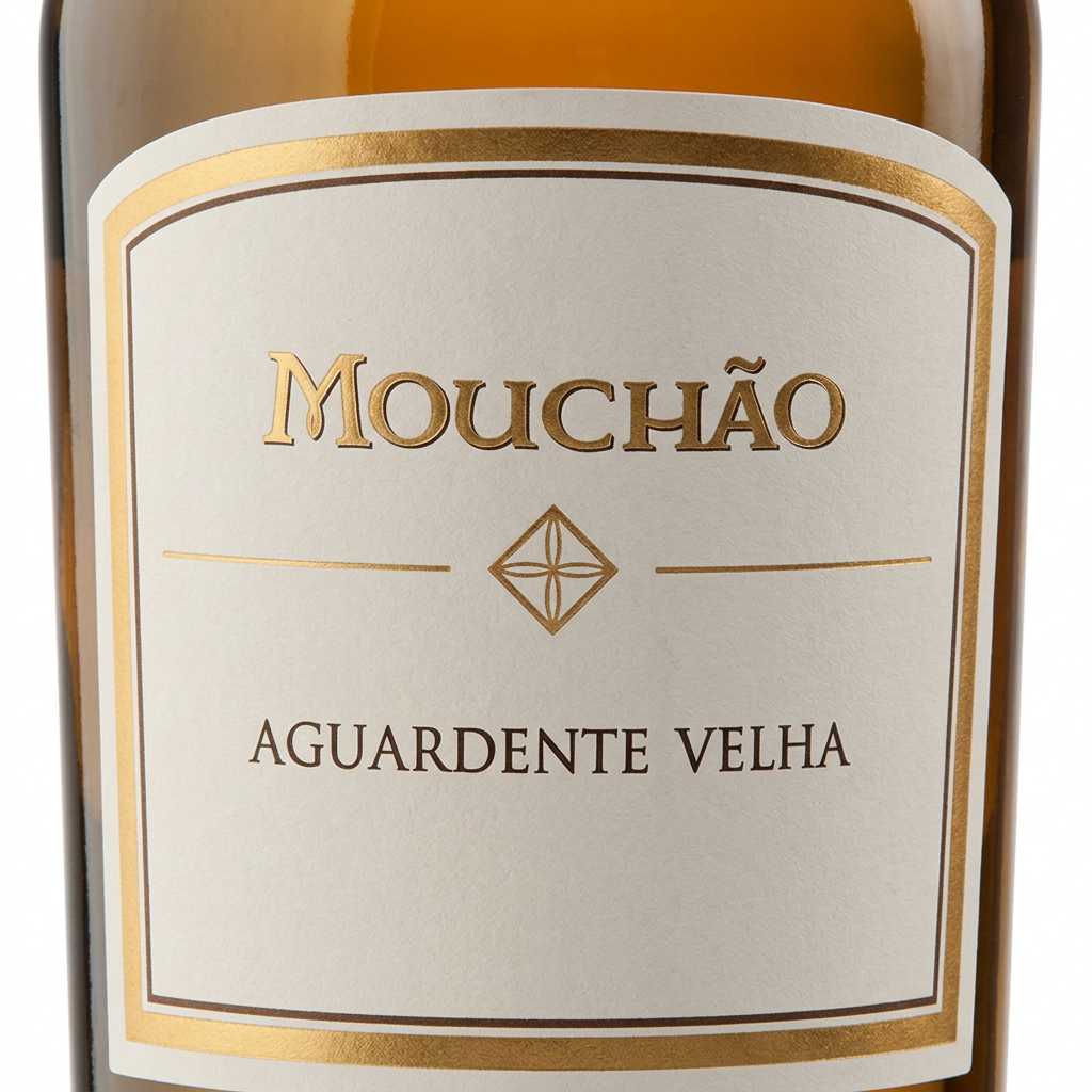 Pormenor do rótulo da Mouchão Aguardente Velha