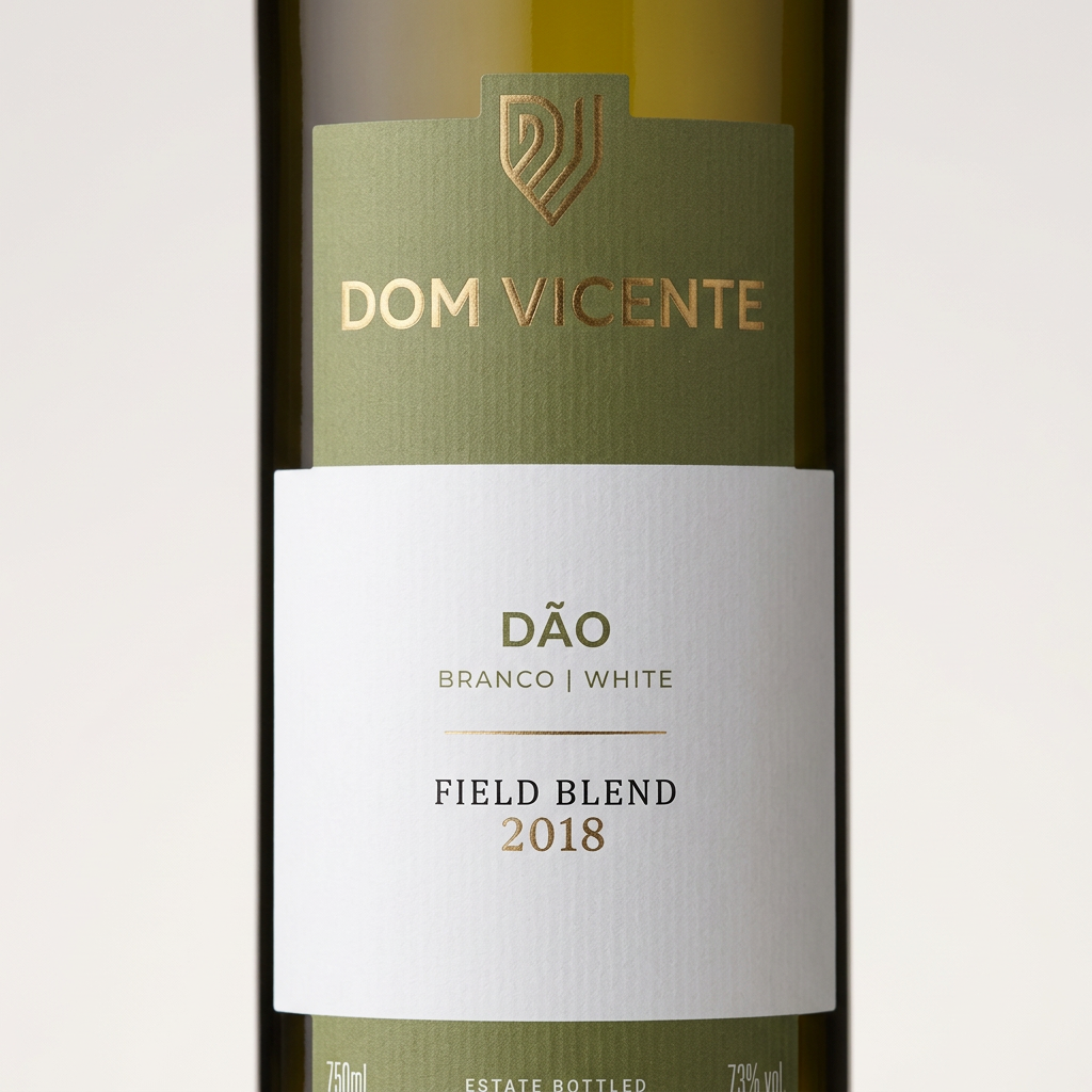 Pormenor do rótulo Dom Vicente Field Blend Branco