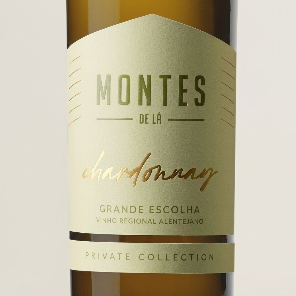 Pormenor do rótulo Montes de Lá Chardonnay