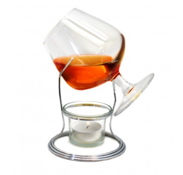 Suporte de Aquecimento de Conhaque com Copo e Vela – Presente Elegante