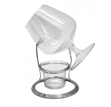 Suporte de Aquecimento de Conhaque com Copo e Vela – Presente Elegante