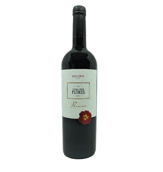 CASA DAS FLORES TINTO RESERVA 2020 0.75 garrafa de vinho tinto do Douro com rótulo elegante.