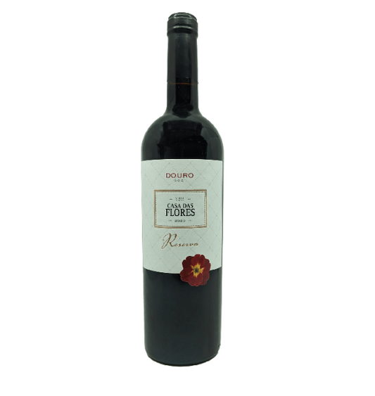 CASA DAS FLORES TINTO RESERVA 2020 0.75 garrafa de vinho tinto do Douro com rótulo elegante.