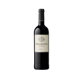 Garrafa de DUAS QUINTAS VINHO TINTO 0.75L com rótulo elegante, produzido em Portugal.