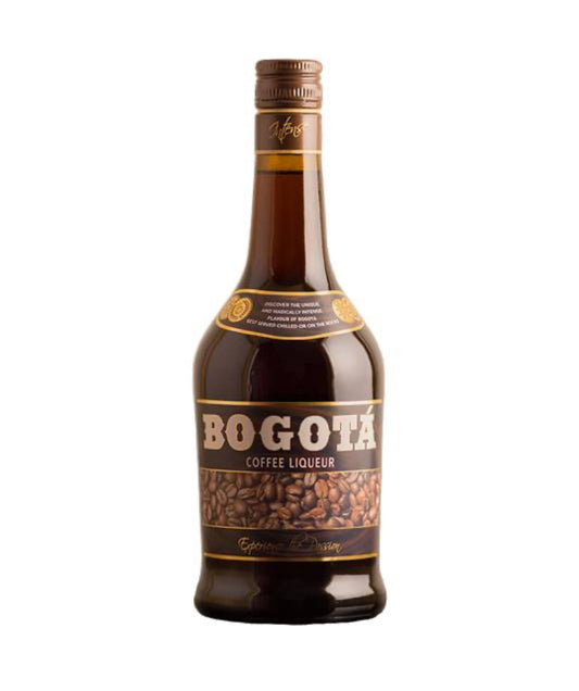 LICOR DE CAFÉ BOGOTÁ - 700ML, licor de café em garrafa com grãos de café na etiqueta.