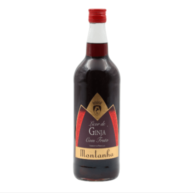 GINJINHA MONTANHA COM FRUTO 1L - 16º - garrafa de licor de Ginja com fruto, produto típico de Portugal.