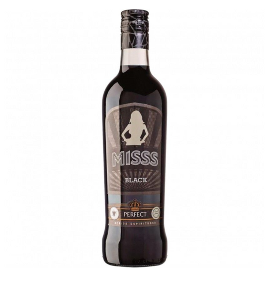 VODKA MISSS BLACK 0.70L disponível em garrafa com design elegante e rótulo atraente, produzido em Portugal.