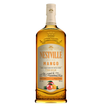 LICOR DE MANGA NESTVILLE MANGO LIQUEUR 0.70L em uma garrafa com design elegante e tropical.