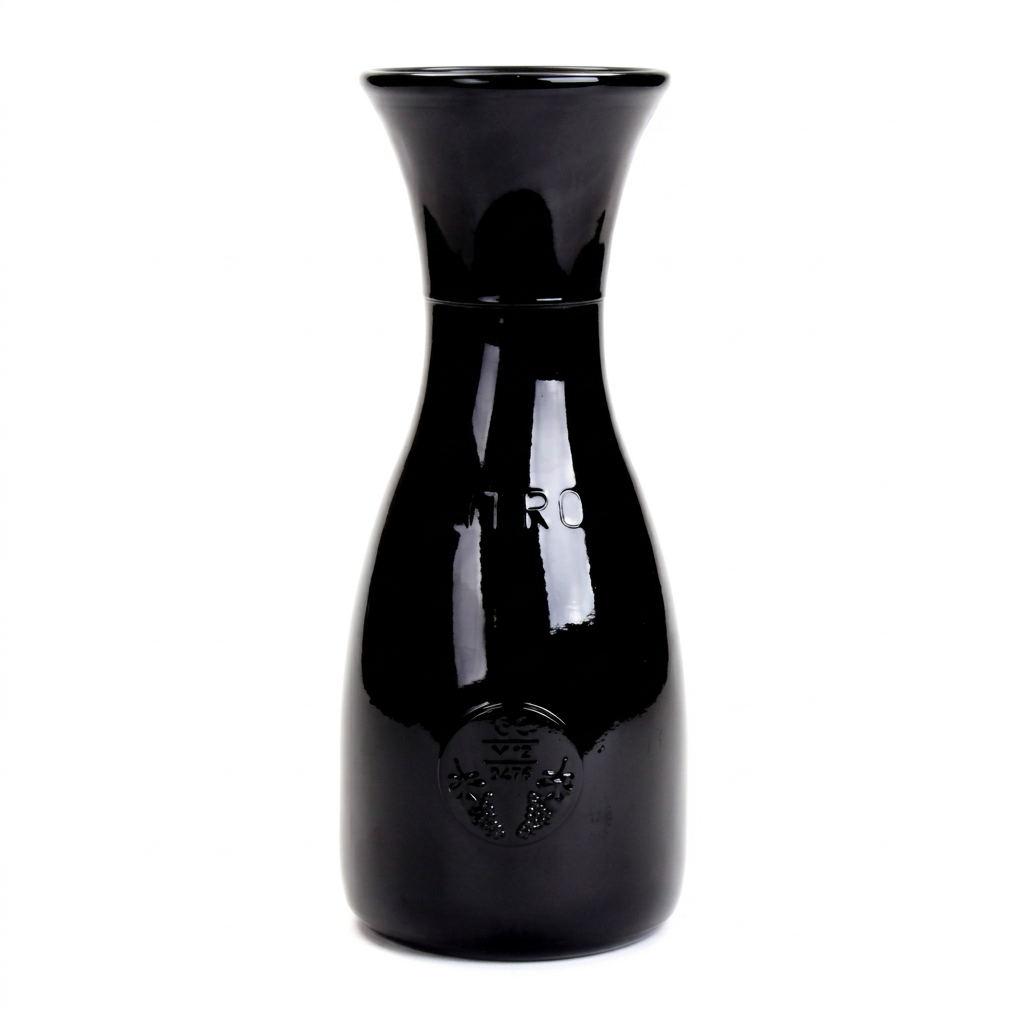 Cuspideira vínica em vidro preto em fundo branco