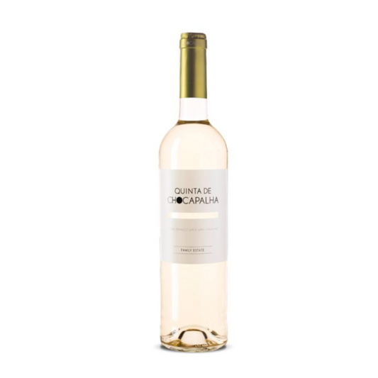 Quinta de Chocapalha 2018 white wine bottle showcasing vibrant color and elegant label design.