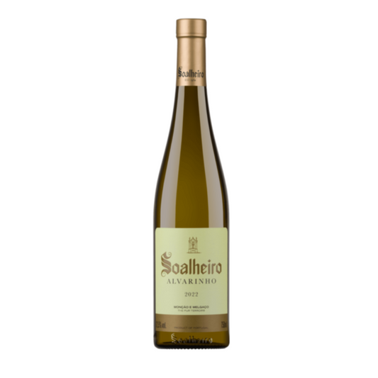 Soalheiro Alvarinho 2022 bottle, a fresh white wine from Portugal's Vinho Verde region, known for its aromatic fruity and floral notes.