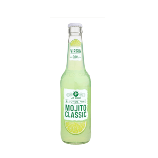LeCoq Cocktail Virgin MOJITO Classic 0.33L 0% em garrafa verde com rótulo claro e limão