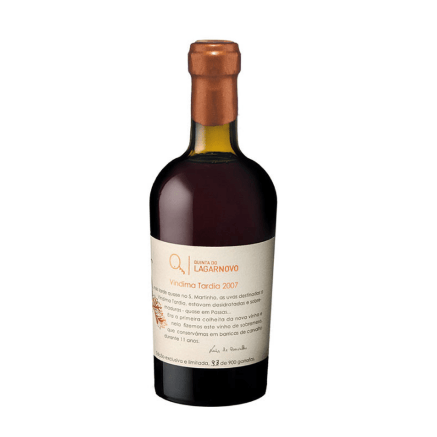 Quinta do Lagar Novo Vindima Tardia 0.375 garrafa de vinho com rótulo e tampa de cortiça