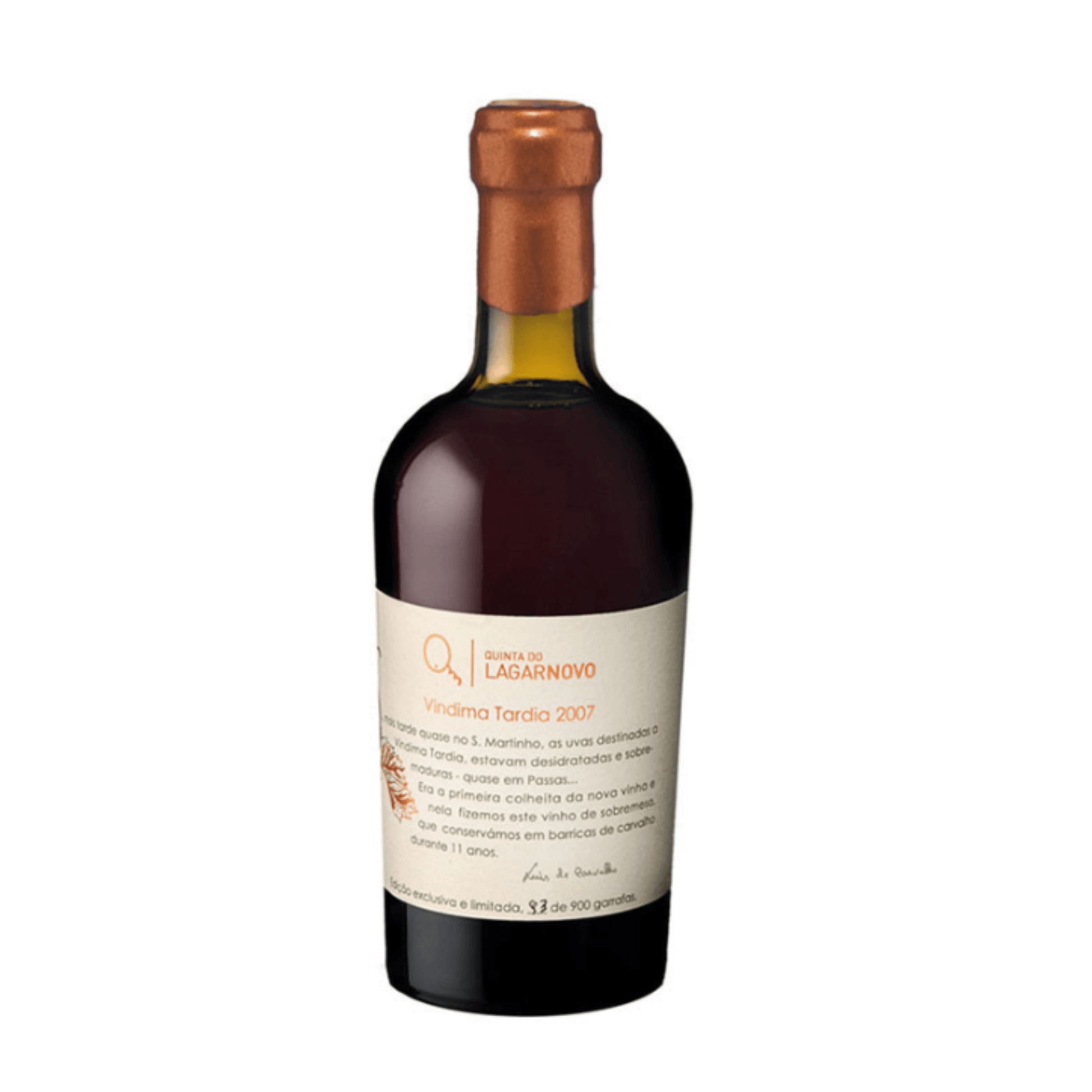 Quinta do Lagar Novo Vindima Tardia 0.375 garrafa de vinho com rótulo e tampa de cortiça