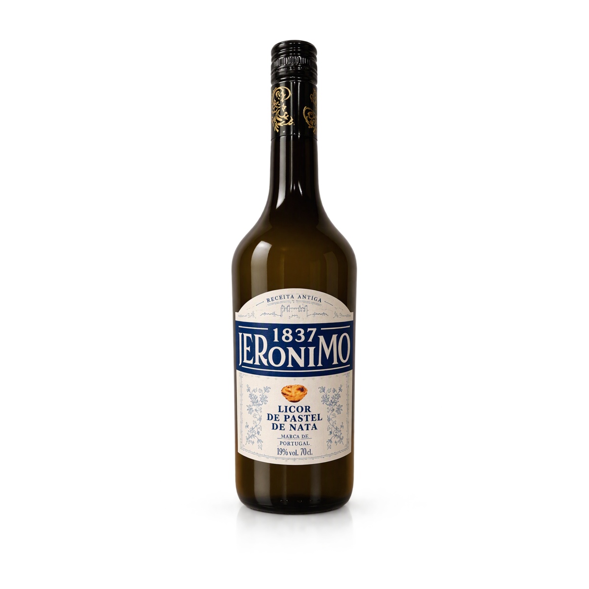 Licor Pastel de Nata Jerónimo 0.70L, garrafa de licor tradicional português com sabor a pastel de nata.