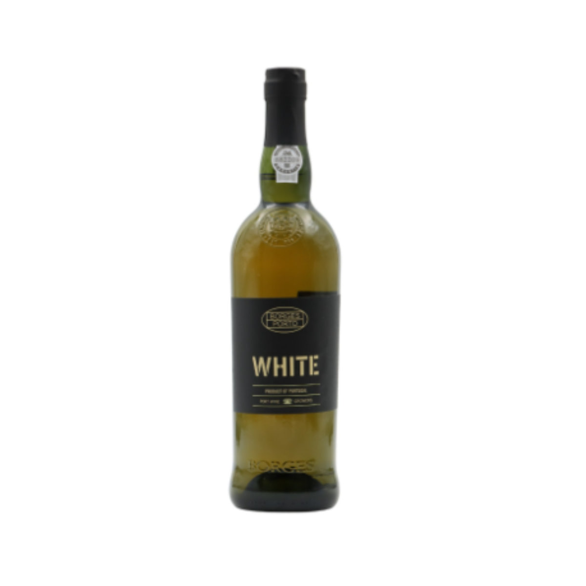 Vinho do Porto Borges White 0.75, garrafa com rótulo elegante e design moderno.