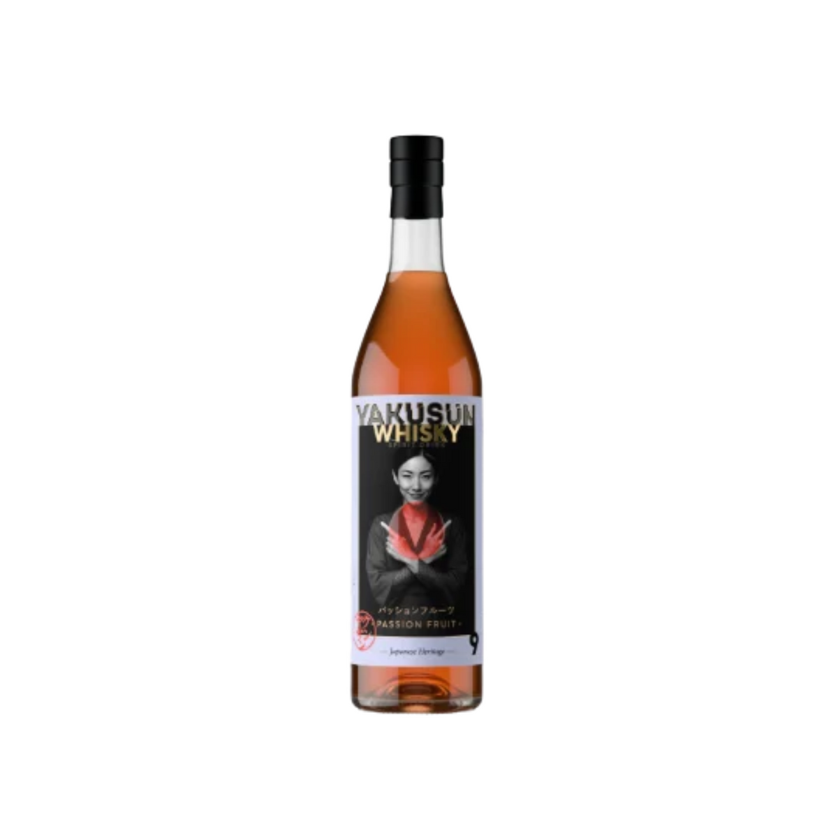 Yakusun Passion Fruit Whiskey Spirit Drink 0.70L em garrafa com design elegante.