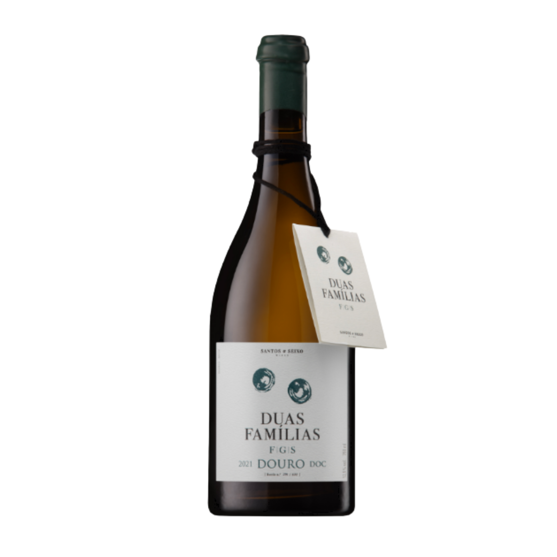 DUAS FAMÍLIAS VINHO BRANCO FOLGASÃO 0.75, garrafa de vinho branco do DOC Douro, produzido por Santos & Seixo.