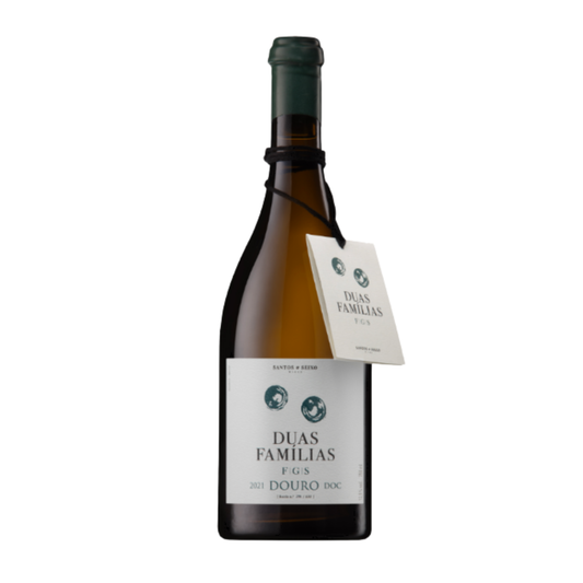 DUAS FAMÍLIAS VINHO BRANCO FOLGASÃO 0.75, garrafa de vinho branco do DOC Douro, produzido por Santos & Seixo.