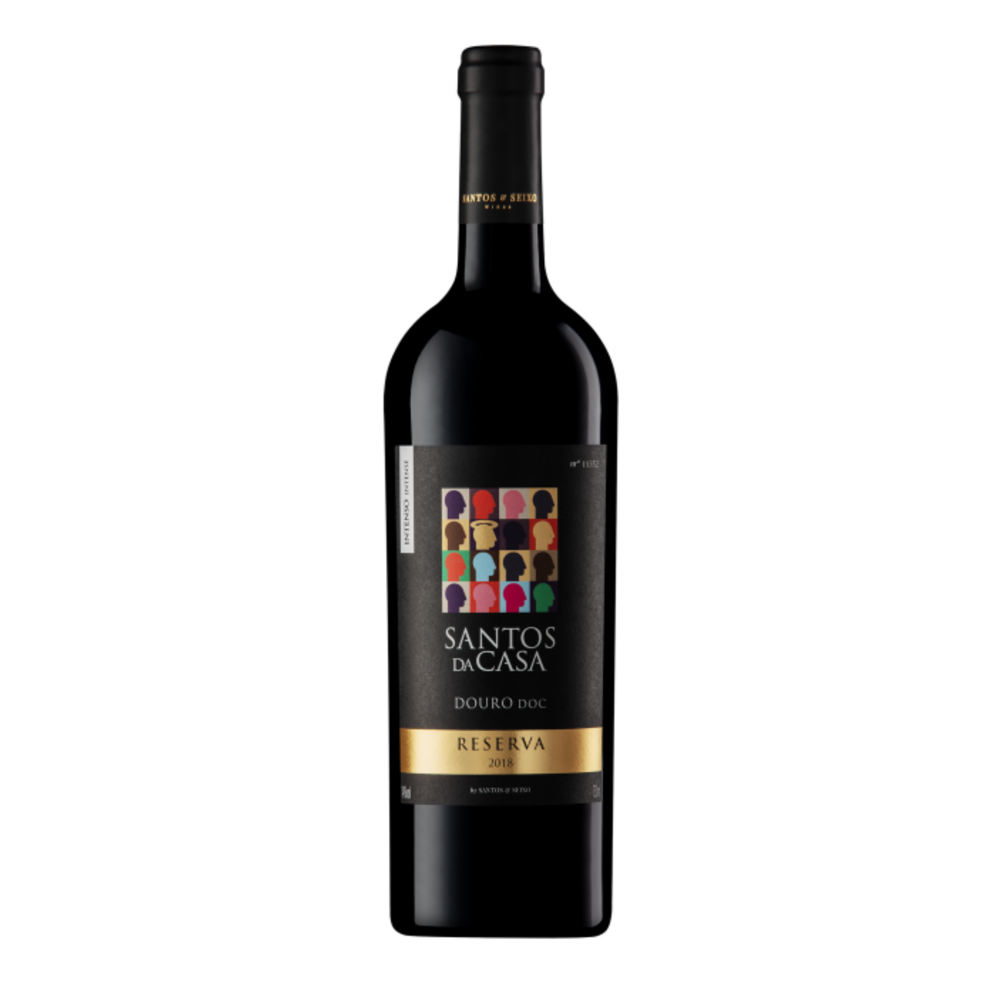 SANTOS DA CASA RESERVA VINHO TINTO 0.75, garrafa de vinho tinto Douro DOC, produtor Santos & Seixo Lda, safra 2018.