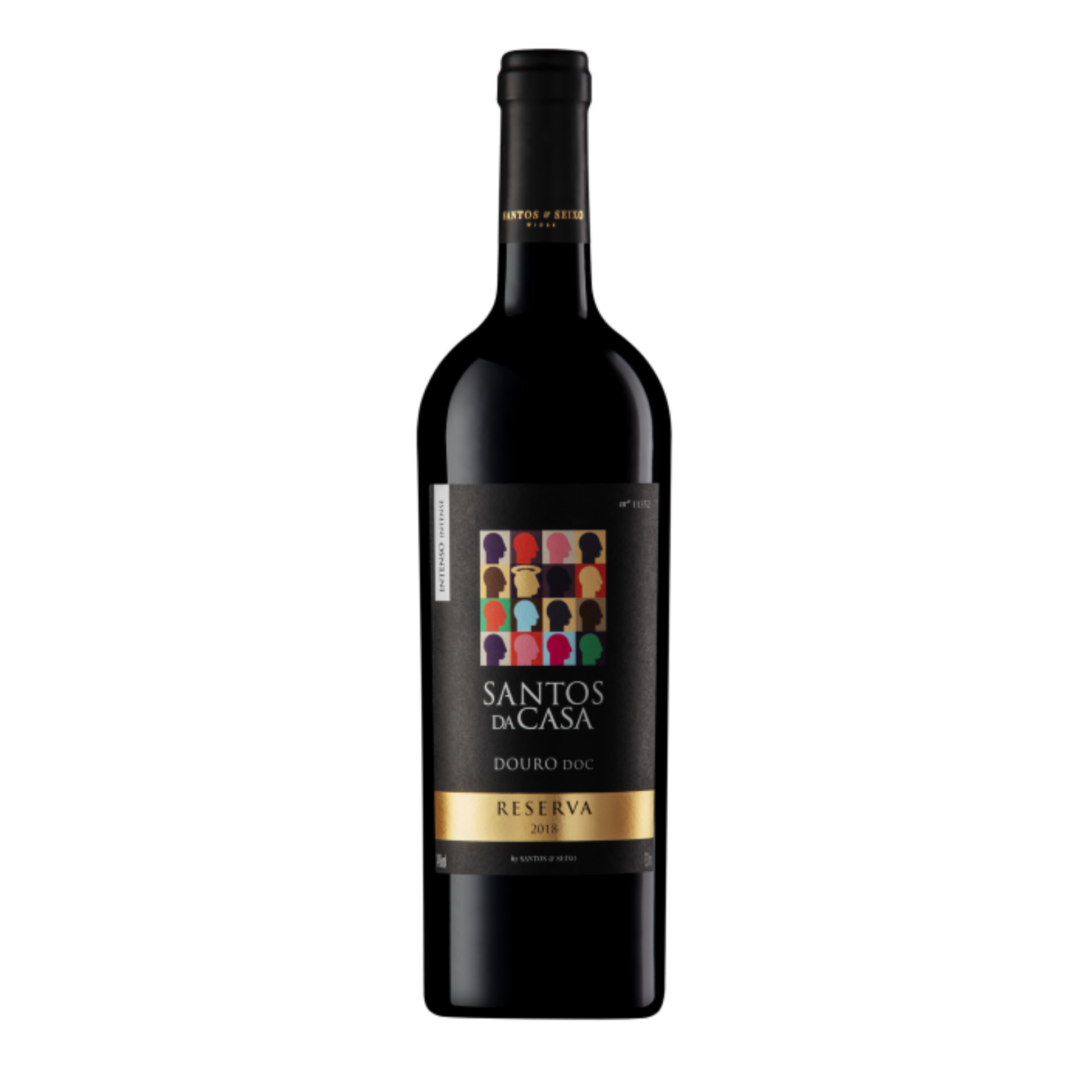 SANTOS DA CASA RESERVA VINHO TINTO 0.75, garrafa de vinho tinto Douro DOC, produtor Santos & Seixo Lda, safra 2018.