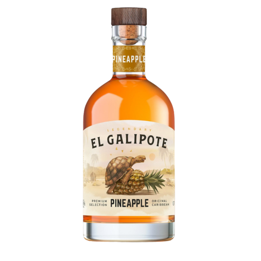 Garrafas de EL GALIPOTE PINEAPPLE RUM 0.70L com design tropical e abacaxi.