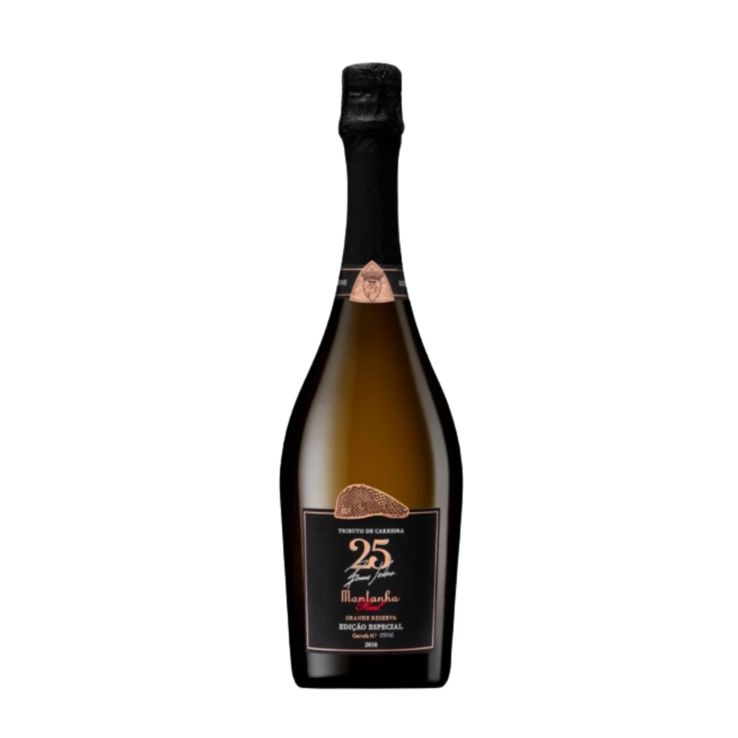 ESPUMANTE MONTANHA REAL GRANDE RESERVA 25 ANOS BRUTO 0.75L - Garrafa de espumante, edição especial de 25 anos.