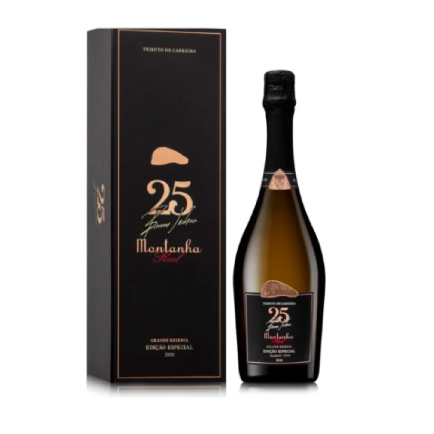ESPUMANTE MONTANHA REAL GRANDE RESERVA 25 ANOS BRUTO 0.75L na embalagem especial de edição limitada.