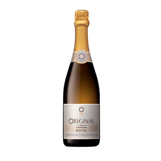 Bottelha de ORIGINAL ESPUMANTE ROYAL BRUTO BRANCO 0.75 com rótulo destacado