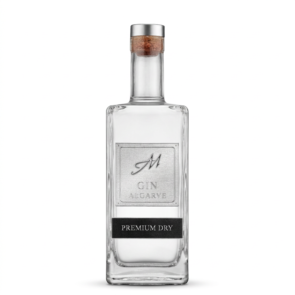 Gin Algarve Premium Dry em fundo branco