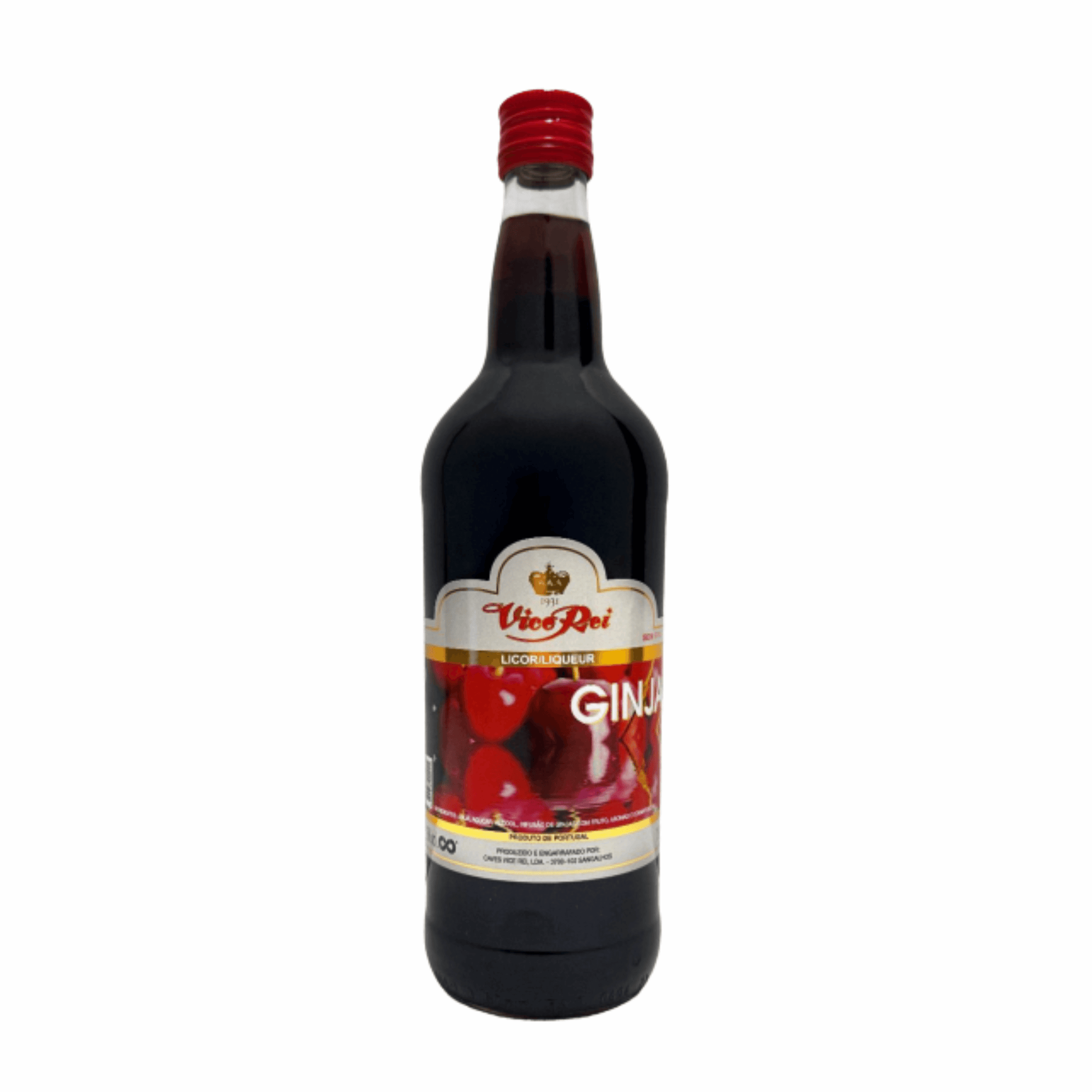 Bottle of LICOR DE GINJA VICE REI s/ FRUTO 1LT, a traditional Portuguese cherry liqueur from Caves Vice Rei.