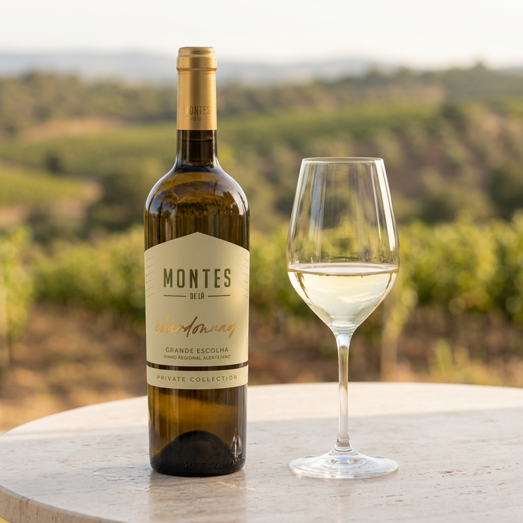 Montes de Lá Chardonnay em ambiente comercial