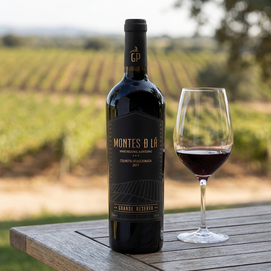 Montes de Lá Grande Reserva Tinto em ambiente comercial