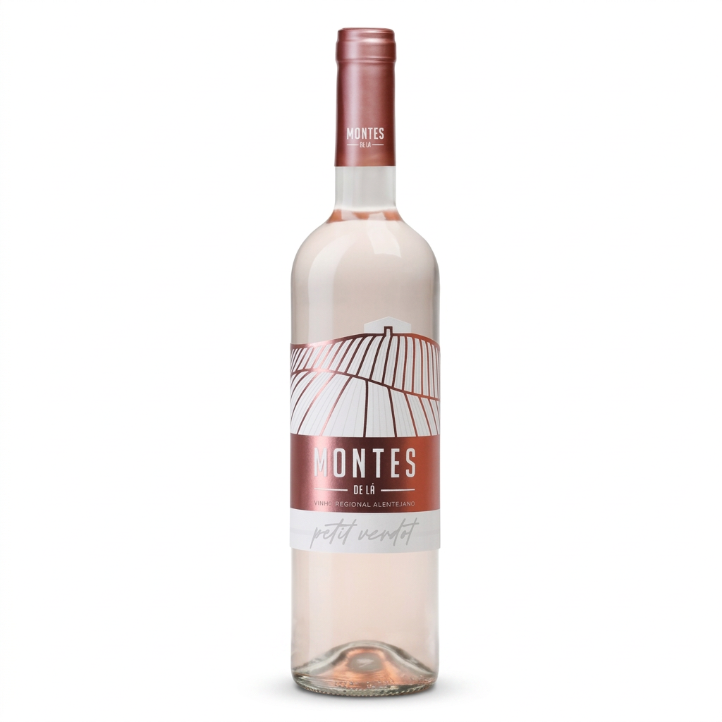 Montes de Lá Rosé Petit Verdot em fundo branco
