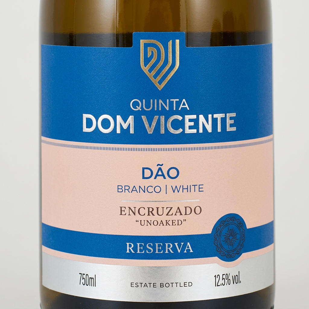 Pormenor do rótulo Dom Vicente Encruzado Unoaked