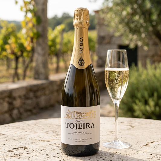 Tojeira Pinot Noir Reserva Bruto em ambiente comercial